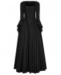 Punk Rave Black Vintage Gothic Victorian Square Neck Long Sleeve Gown