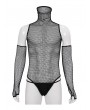 Devil Fashion Black Gothic Mesh Sexy Top with Detachable Sleeves for Men
