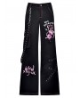 Dark in Love Black Gothic Punk Rebel Fashion Danger Bear Metal Studded Baggy Trousers for Women
