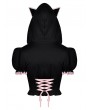 Dark in Love Black and Pink Gothic Lolita Cat Ear Short Hooded Top for Women