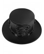 Black PU Leather Deluxe Unisex Halloween Costume Top Hat