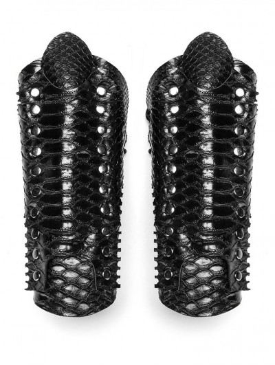 Black Gothic Embossed Rivet Lace Up Steampunk Armband