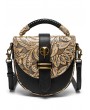 Vintage Genuine Leather Shoulder Crossbody Embossed Tote Bag