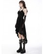 Dark in Love Black Gothic Sexy Dovetail Lace High-Low Slip Dress