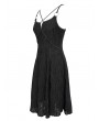 Devil Fashion Black Gothic Punk Studded Sexy Slit Cross Strap Short Dress