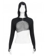 Devil Fashion Black Gothic Punk Sexy Hollow Out Long Sleeve Hooded Top for Women