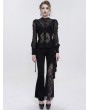 Eva Lady Black Sexy Gothic Lace Velvet Ruffle Long Sleeve Shirt for Women