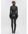 Devil Fashion Black Sexy Gothic Transparent Long Sleeve Blouse for Women