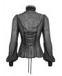 Devil Fashion Black Sexy Gothic Transparent Long Sleeve Blouse for Women