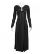 Devil Fashion Black Vintage Gothic Sexy Lace Appliqued Long Sleeve Dress