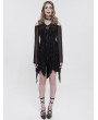 Devil Fashion Black Gothic Cross Pattern Off-the-Shoulder Short Irregular Dress