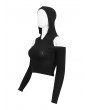 Devil Fashion Black Gothic Cutout Daily Wear Long Sleeve Hooded Top for Women