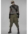 Punk Rave Green Dark Gothic Punk Knitted Holes Loose Crotch Pants for Men