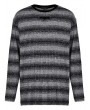 Punk Rave Black and Gray Gothic Punk Daily Wear Loose Stripe Sweater for Men