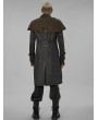 Punk Rave Gray and Coffee Gothic Punk Post Apocalyptic Fake Two-Piece Long Jacket for Men
