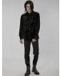 Punk Rave Black Vintage Loose Gothic Print Long Sleeve Velvet Shirt for Men