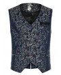Punk Rave Blue Vintage Gorgeous Double Breasted Jacquard  Gothic Vest for Men