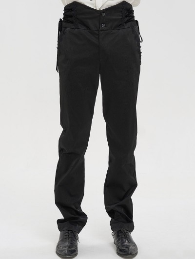 Devil Fashion Black Gothic Vintage High Waist Jacquard Long Party Pants for Men
