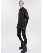 Devil Fashion Black Gothic Punk Pullover Pins Asymmetrical Long Sleeve T-Shirt for Men