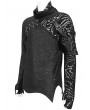 Devil Fashion Black Gothic Punk Pullover Pins Asymmetrical Long Sleeve T-Shirt for Men