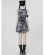 Punk Rave Grey Print Gothic Cyber Sexy Sleeveless Short A-Line Dress