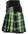 Punk Rave Black and Green Plaid Gothic Punk Grunge Girl Pleated Mini Skirt