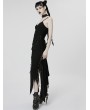 Punk Rave Black Gothic Punk Decadent Irregular Long Slip Dress