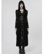 Punk Rave Black Dark Gothic Rose Pattern Two-Pieces Long Hooded Coat for Women