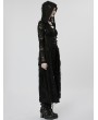 Punk Rave Black Dark Gothic Rose Pattern Two-Pieces Long Hooded Coat for Women