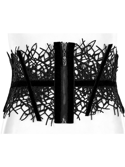 Punk Rave Black Gothic Net Velvet Underbust Corset Waistband
