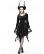 Dark in Love Black Gothic Dark Long Bell Sleeves Irregular Velvet Dress