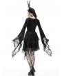 Dark in Love Black Gothic Dark Long Bell Sleeves Irregular Velvet Dress