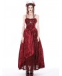 Dark in Love Red Gothic Blood Rose Lace Gorgeous Spaghetti Strap Velvet Maxi Party Dress
