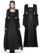 Dark in Love Black Gothic Retro Court Embroidery Long Sleeve Lace Maxi Party Dress