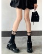 Black/White Gothic Ruffle Bowknot Mid-Calf Socks