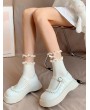 Black/White Gothic Ruffle Bowknot Mid-Calf Socks