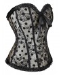 Black Sexy Sheer Lace Overlay Gothic Overbust Corset