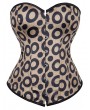 Coffee Gothic Circular Ring Printed Fashion Overbust Corset