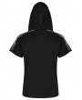Punk Rave Black Gothic Punk Hollow Mesh Short Sleeve Hooded T-Shirt for Men