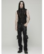 Punk Rave Black Gothic Spider Web Distressed Mesh Sleeveless T-Shirt for Men