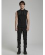Punk Rave Black Gothic Cyber 3D Embossed Knit Sleeveless T-Shirt for Men
