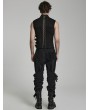 Punk Rave Black Gothic Punk Irregular Hollow Mesh Splicing Vest Top for Men