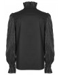 Punk Rave Black Retro Gothic Cage Visual Ruffle Long Sleeve Party Shirt for Men