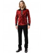 Pentagramme Red Sequin Gothic Heavy Metal Rock Long Sleeve Shirt for Men