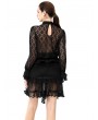 Pentagramme Black Gothic Sexy Lace Long Sleeve Top for Women