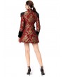 Pentagramme Red Vintage Jacquard Gothic  Tailcoat for Women