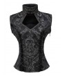 Pentagramme Black Vintage Gothic Baroque Jacquard Pattern Waistcoat for Women