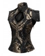 Pentagramme Gold Vintage Gothic Baroque Jacquard Pattern Waistcoat for Women