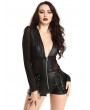 Pentagramme Black Sexy Gothic Sheer Zip Up Long Sleeve Short Jumpsuit