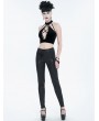 Devil Fashion Black Gothic Retro Floral Pattern Leggings for Women